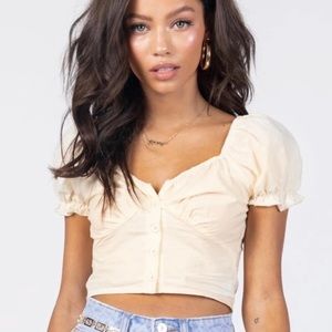 Princess Polly Abe Crop Top in Pale Yellow